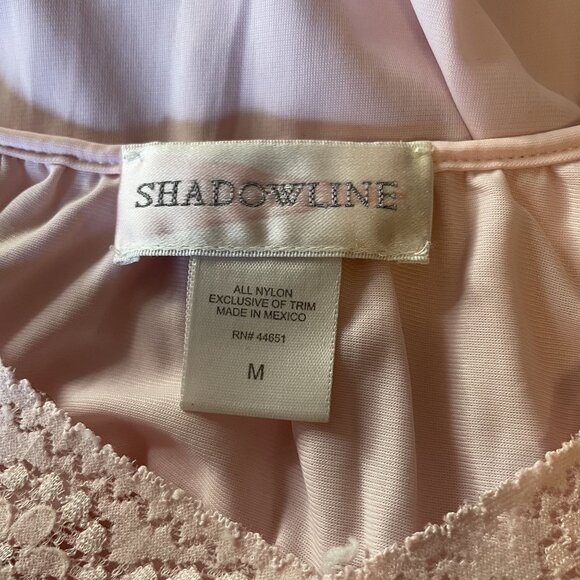 Shadowline Retro Style Light Pink Lace-Trim Short Sleeve Nightgown Size M - Picture 5 of 6